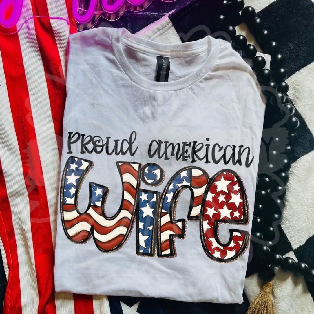Ash Gray Proud American Wife Tee