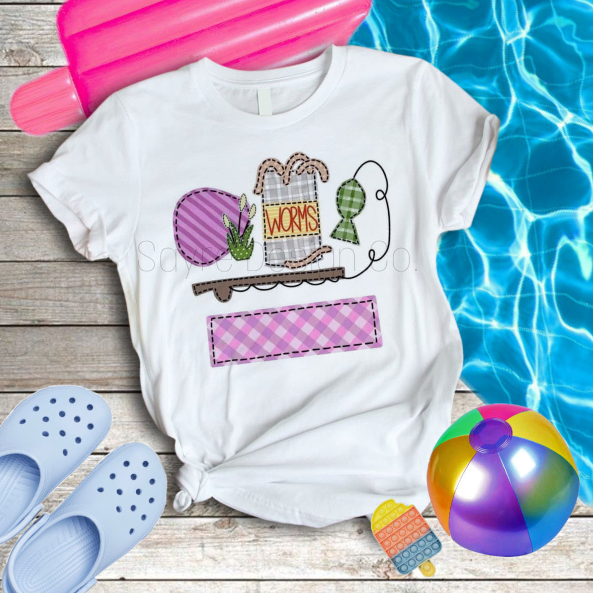 Custom Fishing Gingham Baby-Youth Tee/Onesie