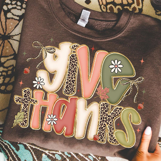 Give Thanks Preppy Shirt/Long Sleeve/Crewneck/Hoodie