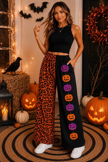 Orange & Purple Pumpkin Split Lounge Shorts/Pants