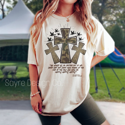 3 Crosses Loved Each Other Tee-Adult