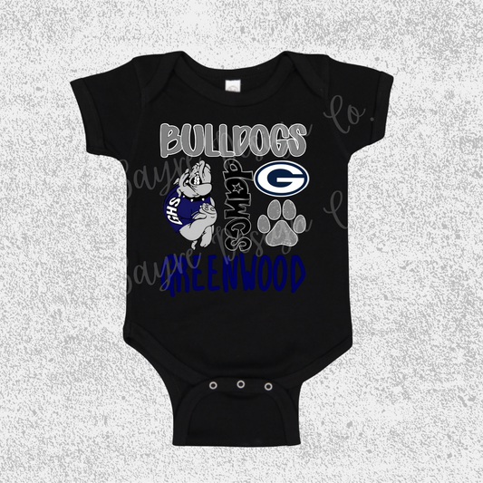 Greenwood Bulldogs Collage Onesie