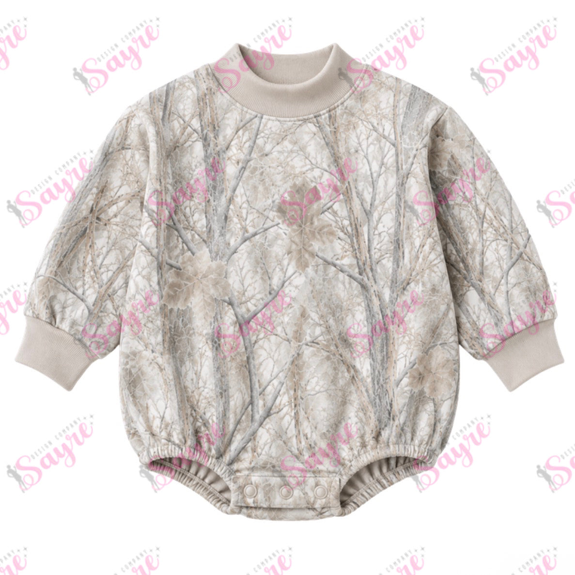 Custom Text Mock Neck Bubble Camo/Leopard Rompers