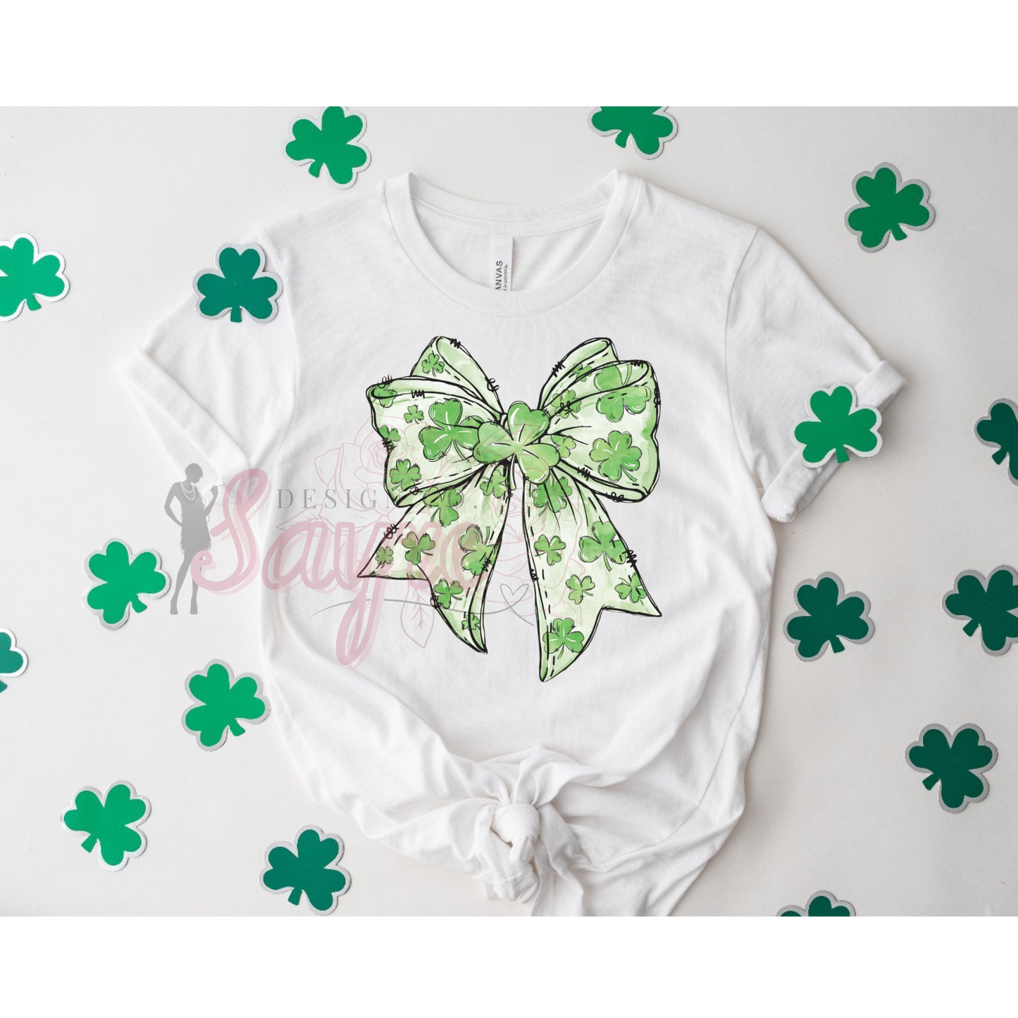 Shamrock Coquette Bow Adult T-Shirt/Crewneck