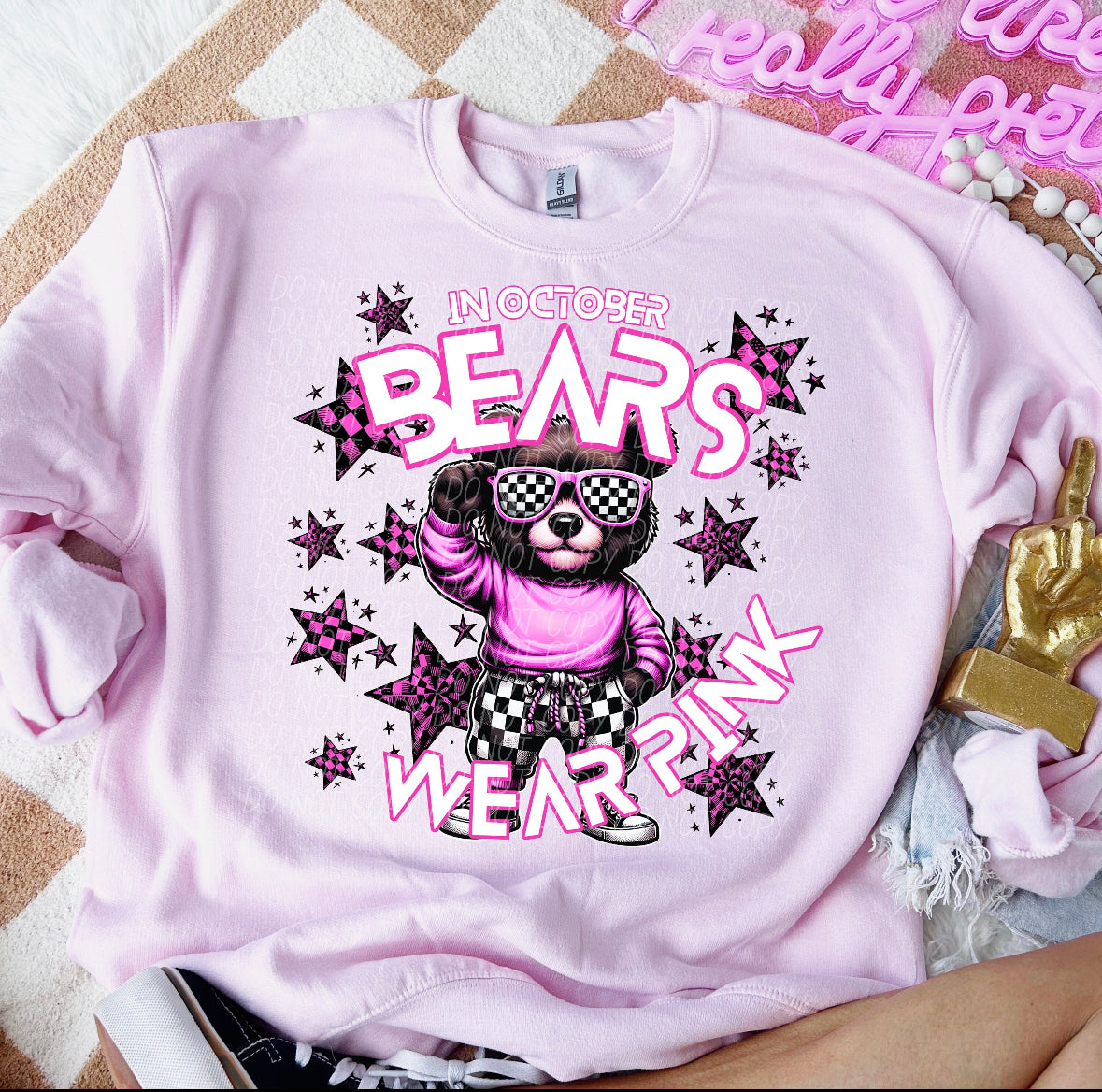 Team Customizable In October Mascot Wear Pink Tee/Sweatshirt