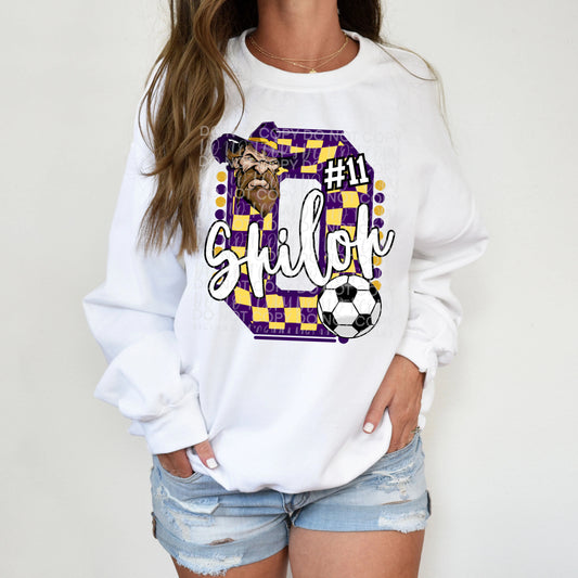 Customizable Soccer Checkered Letter Shirt/Long Sleeve/Crewneck/Hoodie