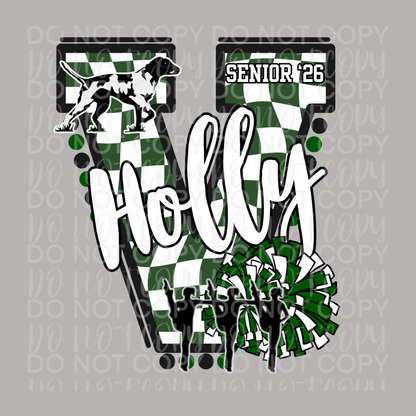 Customizable Senior Dance Team Checkered Letter Shirt/Long Sleeve/Crewneck/Hoodie