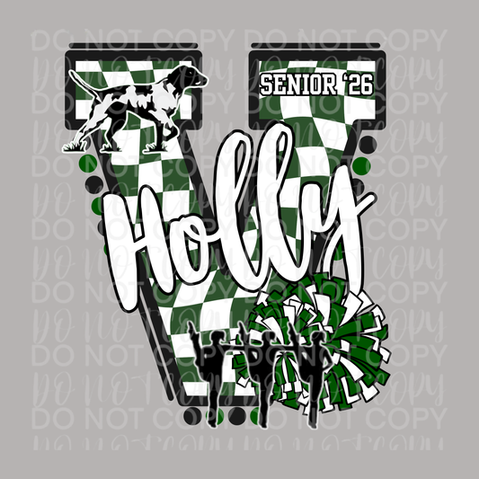 Customizable Senior Dance Team Checkered Letter Shirt/Long Sleeve/Crewneck/Hoodie