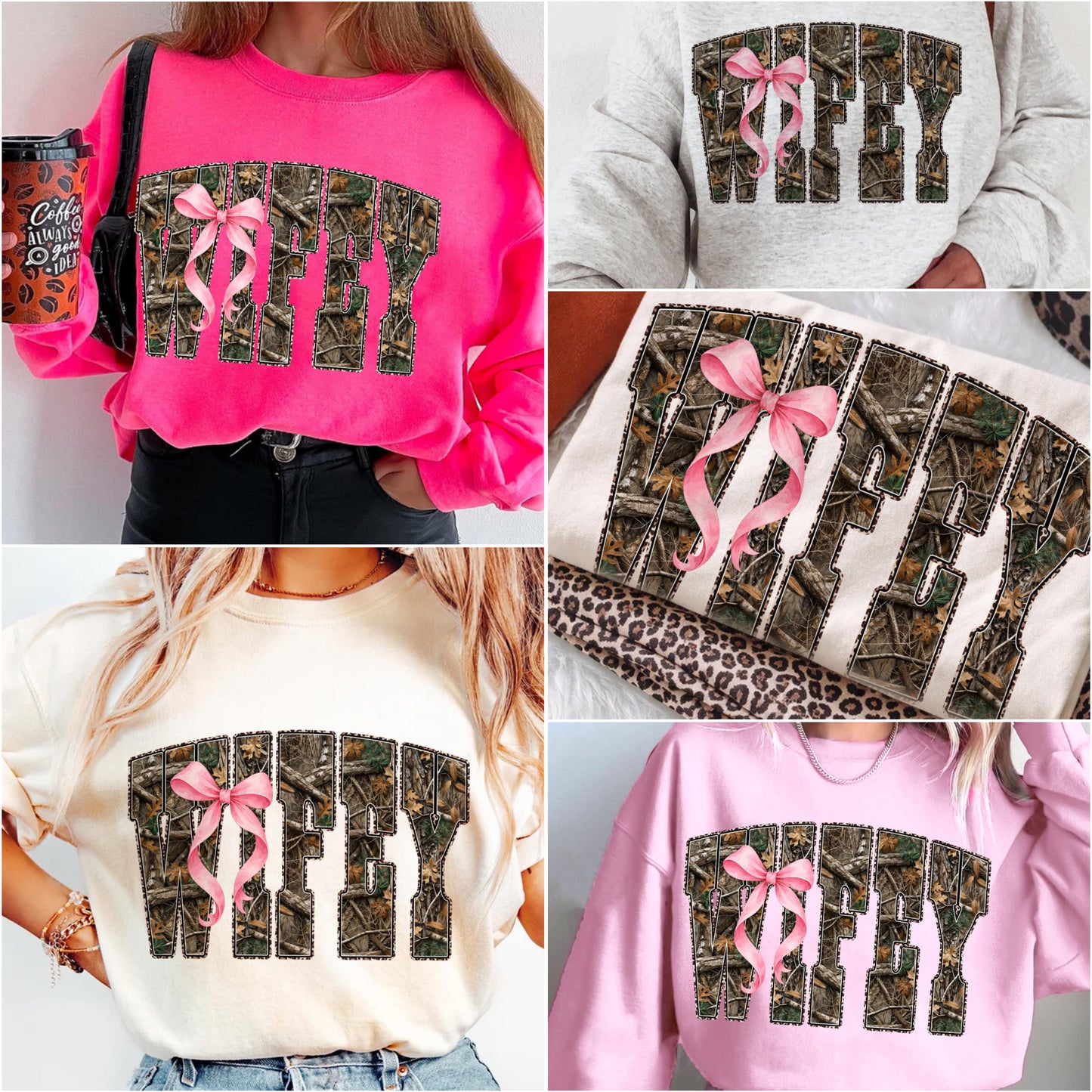 Camo Pink Bow Wifey Tee/Sweatshirt