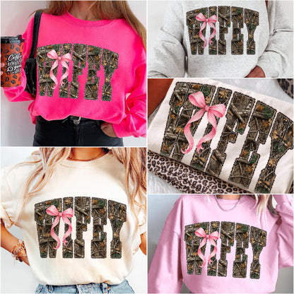 Camo Pink Bow Wifey Tee/Sweatshirt