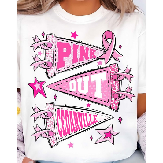 School/Team Customizable Pennant Pink Out Tee/Sweatshirt/Hoodie