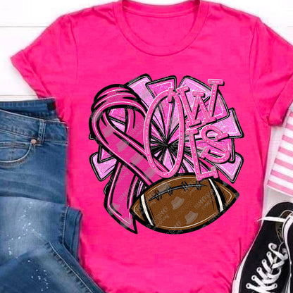 Team Customizable Pom & Football Pink Out Tee/Crewneck Sweatshirt