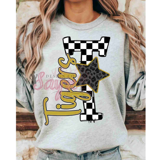 Yellow Checker T Tigers Shirt/Long Sleeve/Crewneck/Hoodie
