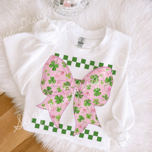 St. Patrick’s Day Pink Bow Shirt/Sweatshirt
