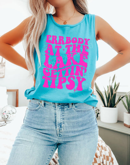 Neon Wavy Errrbody at the Lake Gettin’ Tipsy Tank