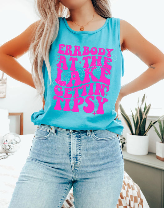 Neon Wavy Errrbody at the Lake Gettin’ Tipsy Tank
