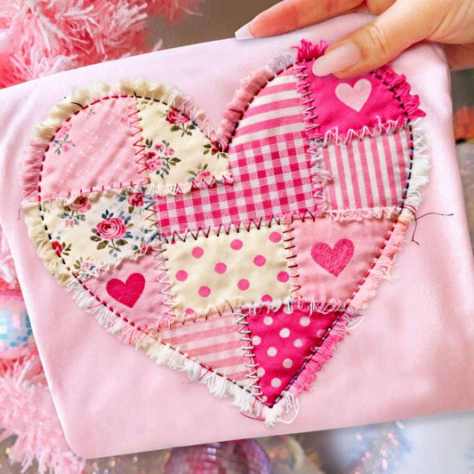 Quilted Heart Valentines Shirt/Long Sleeve/Crewneck/Hoodie