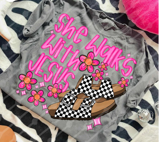 Checker Birks Walks With Jesus Shirt/Long Sleeve/Crewneck/Hoodie