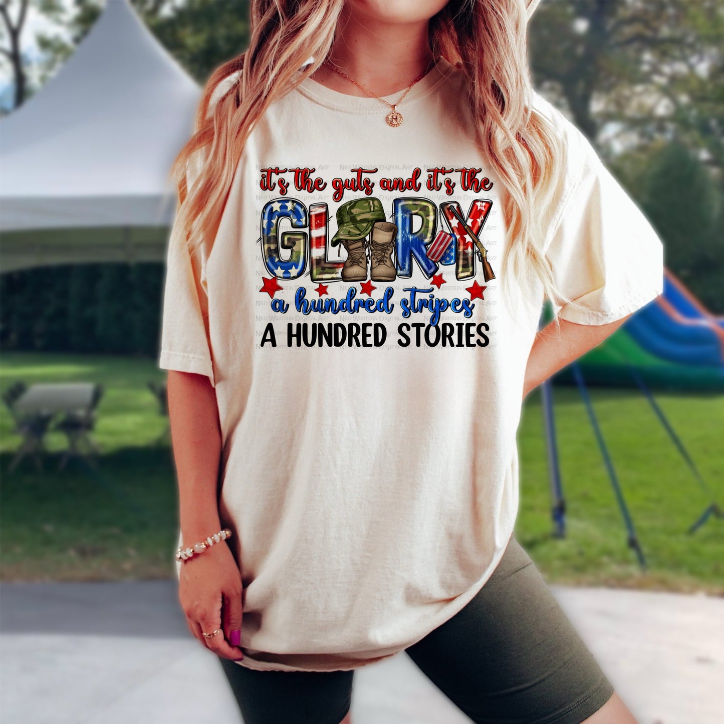 100 Stripes 100 Stories Tee-Adult