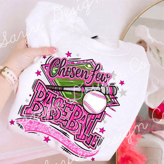 Pink CF Hand Drawn Baseball Shirt/Long Sleeve/Crewneck/Hoodie