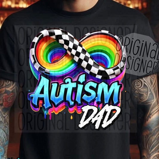 Checkered Infinity Autism Dad Onesie/Shirt/Long Sleeve/Crewneck/Hoodie