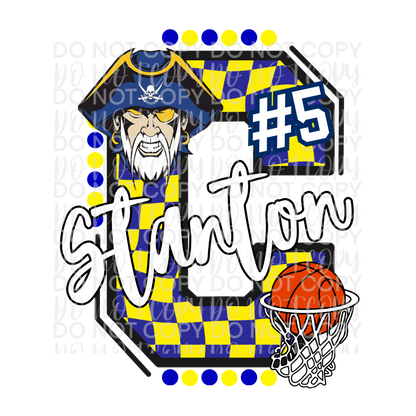 Customizable Basketball Checkered Letter Shirt/Long Sleeve/Crewneck/Hoodie