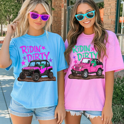 Ridin’ Dirty Pink Jeep Tee/Tank