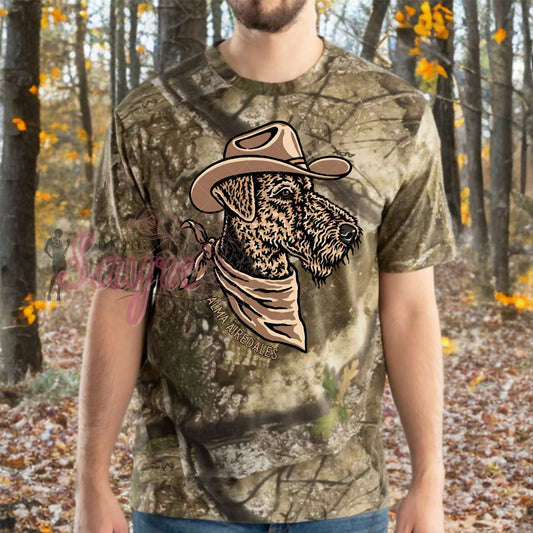 Realtree Camo Western Airedale Adult Tee