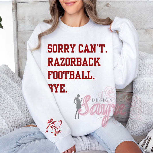 Can’t Razorback Football Bye Crewneck