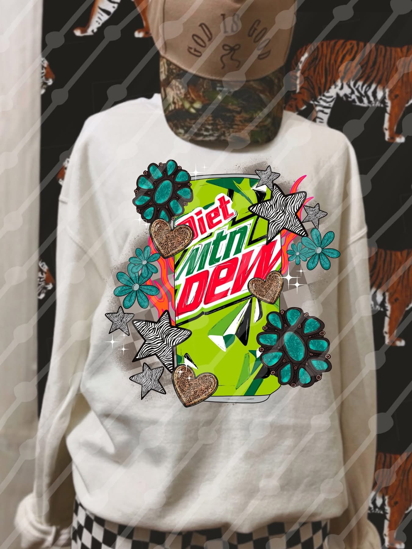 Diet Mtn Dew Turquoise Pieces Tee/Sweatshirt