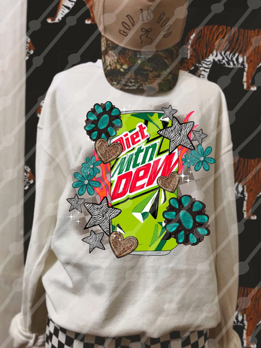 Diet Mtn Dew Turquoise Pieces Tee/Sweatshirt