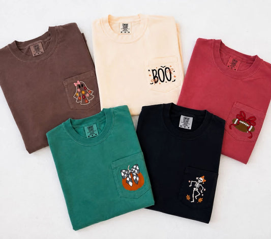 Embroidered Fall Pocket Comfort Color Tees- Closes 8/30
