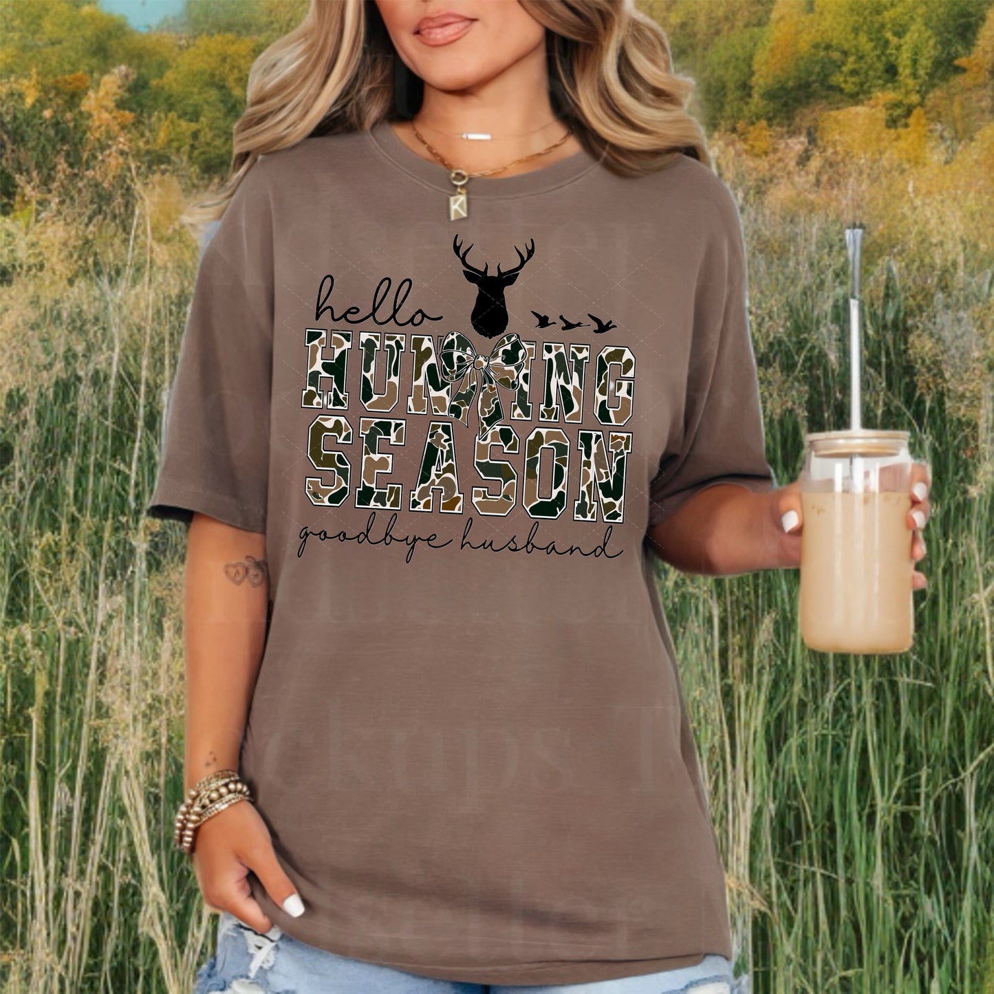 Hello Hunting Season Goodbye Husband Bow Shirt/Long Sleeve/Crewneck/Hoodie