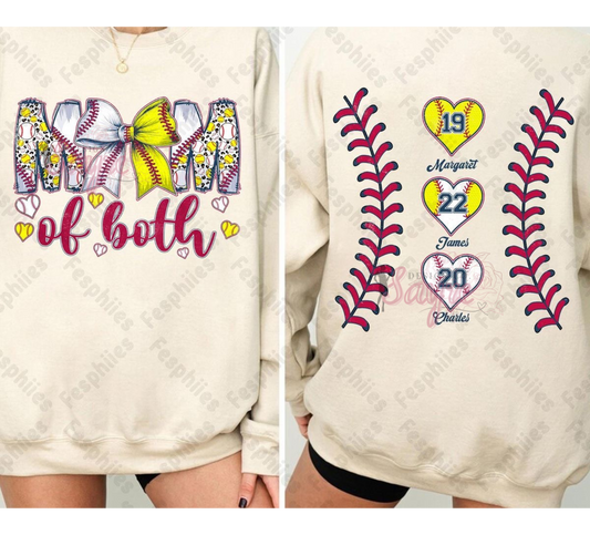 Mom of Both Custom Tee Front/Back