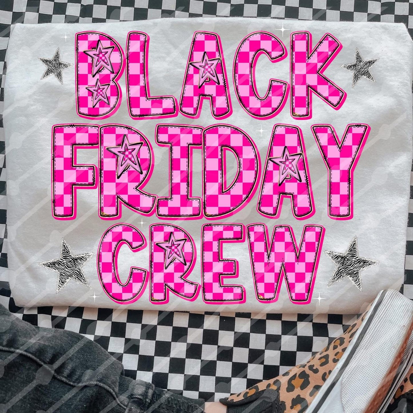 Pink Checkered Black Friday Crew Shirt/Long Sleeve/Crewneck/Hoodie