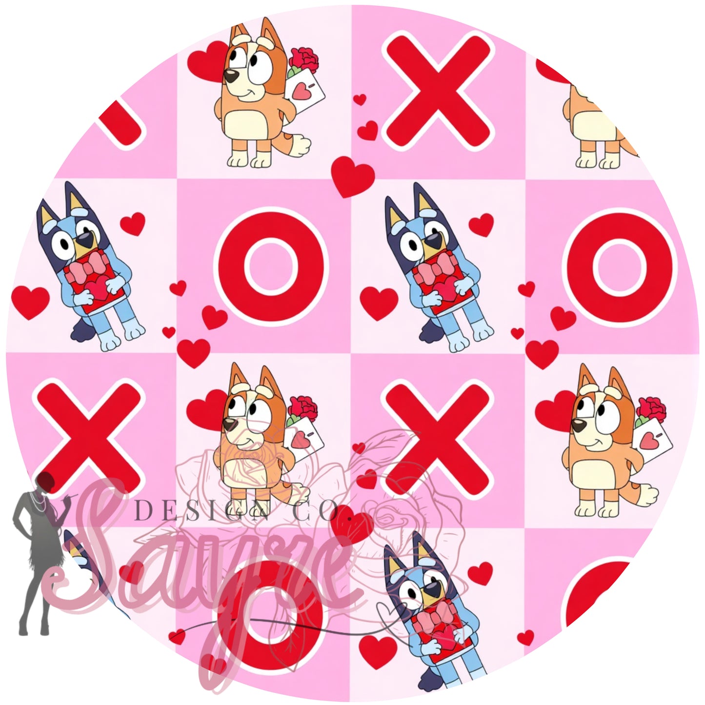 Pink Check Bluey Valentine’s Day 0/3M-Adult 4XL