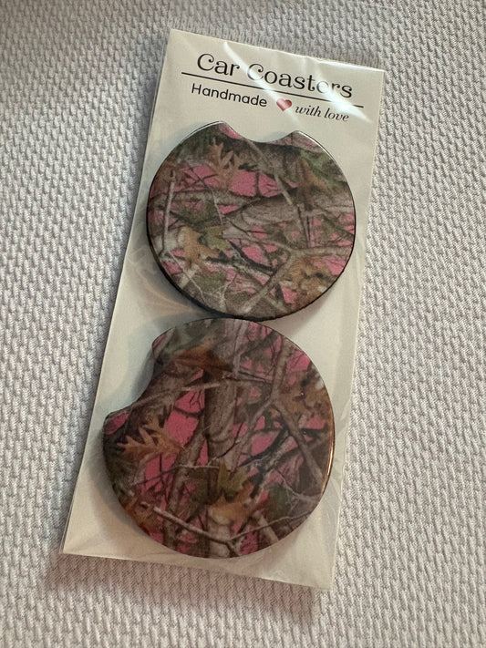 Pink Camo Car Coasters