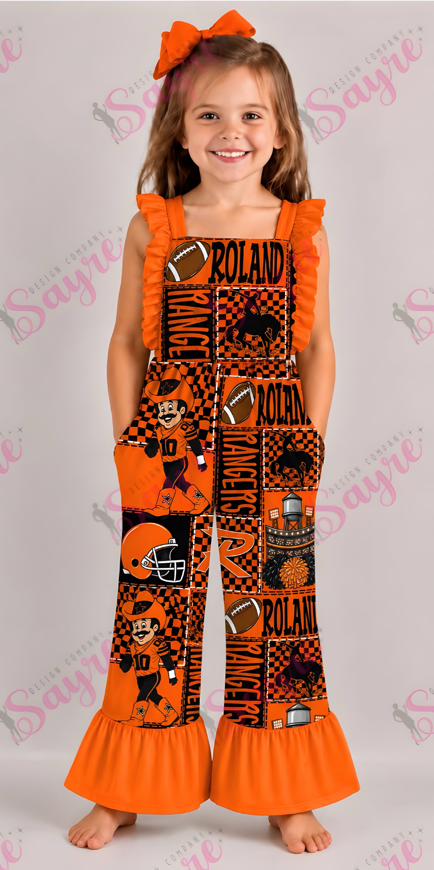 Home Team Bow Patchwork Romper