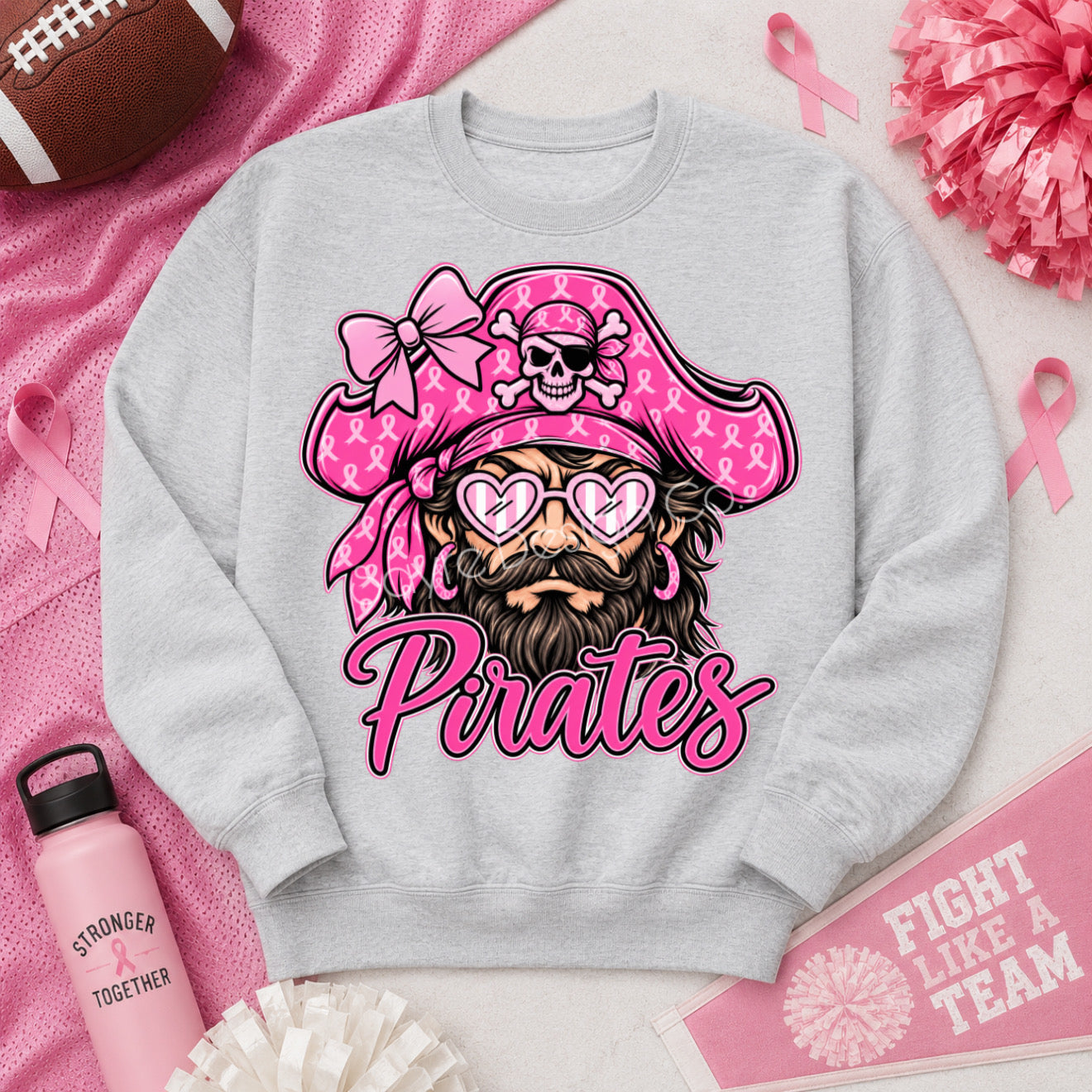 Team Customizable Ribbon Print Pink Out Tee/Crewneck Sweatshirt