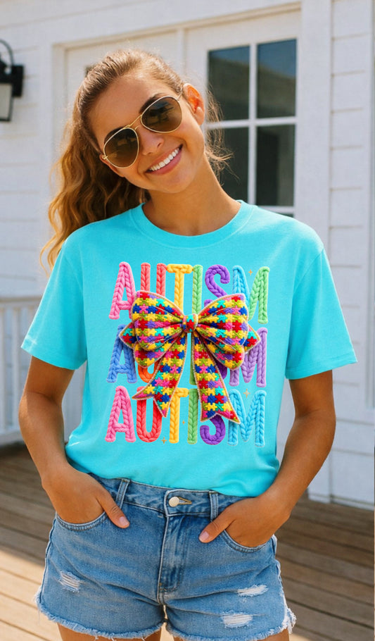 Autism Crochet Bow Onesie/Shirt/Long Sleeve/Crewneck/Hoodie