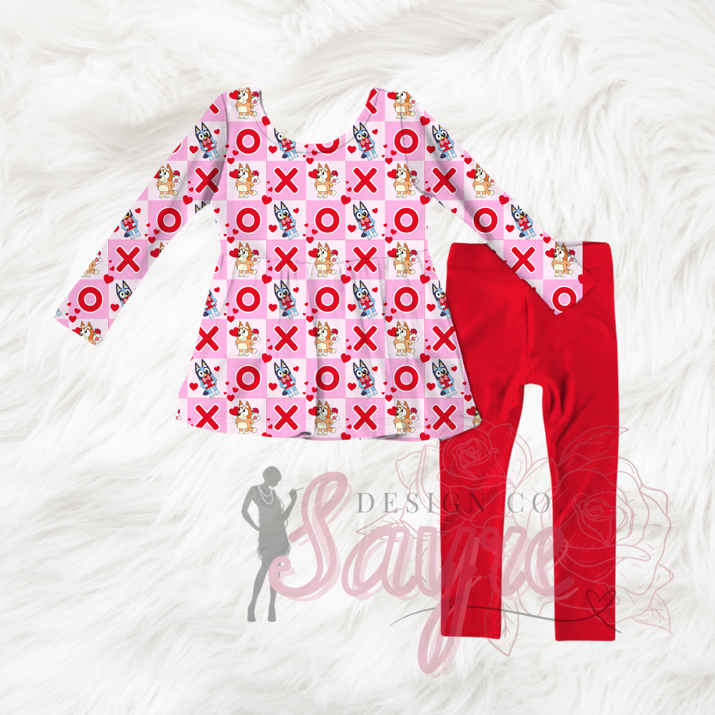 Pink Check Bluey Valentine’s Day 0/3M-Adult 4XL