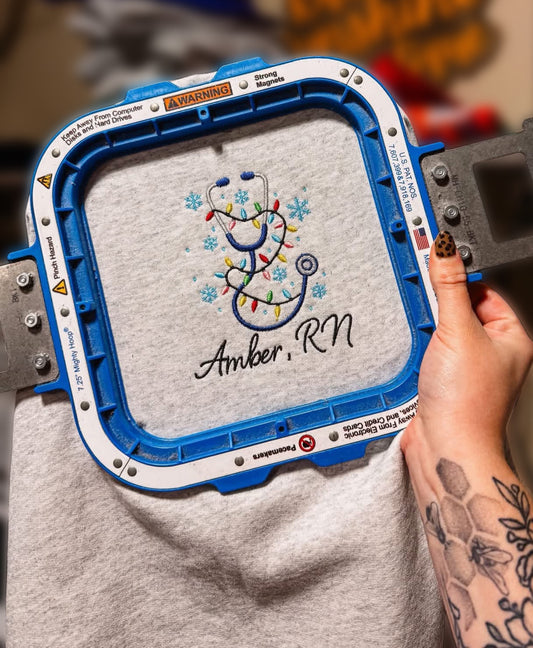 Customizable Christmas Lights Stethoscope Embroidered Crewneck- Closes 10/18!