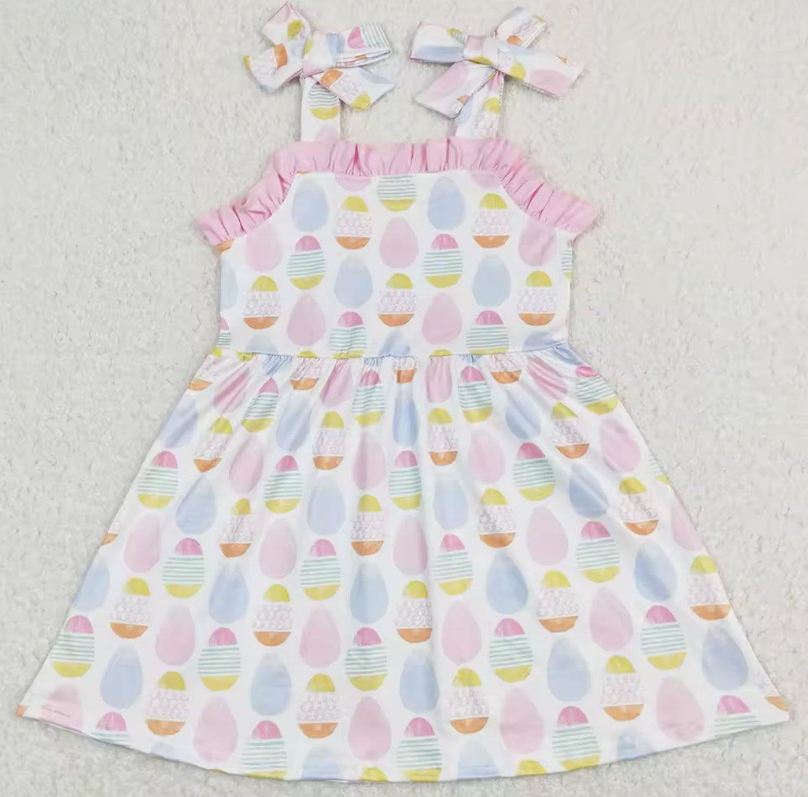 Ruffled Collar White Easter Egg Dress