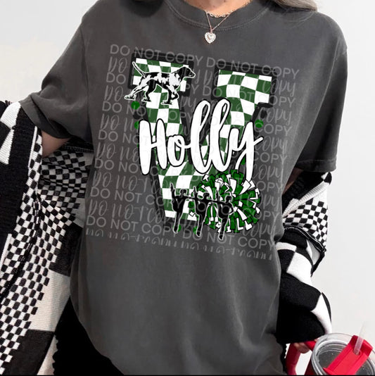 Customizable Dance Team Checkered Letter Shirt/Long Sleeve/Crewneck/Hoodie