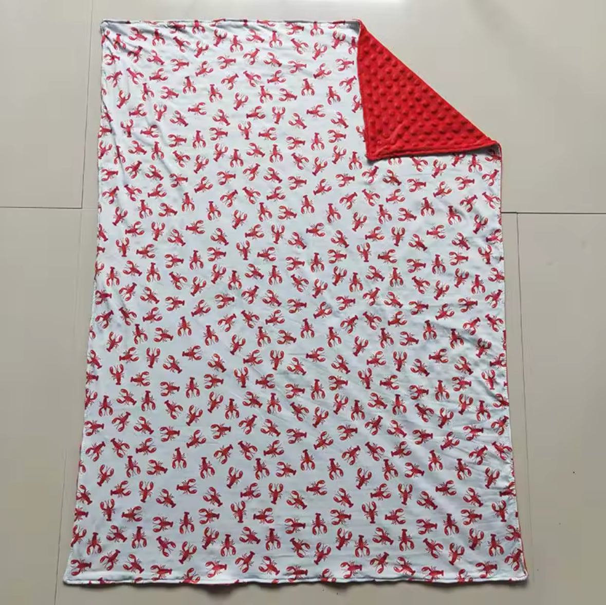 Lobster Minky-Back Blanket 29x43”