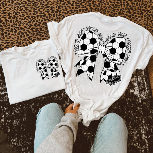 Customizable Soccer Mom Bow Shirt/Long Sleeve/Crewneck/Hoodie