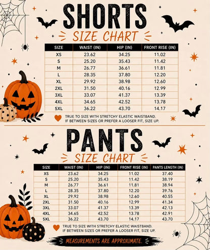 Orange & Purple Pumpkin Split Lounge Shorts/Pants