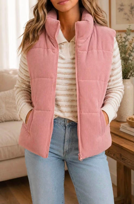 Corduroy Puffer Vests *Multiple colors!* -Closes 8/30