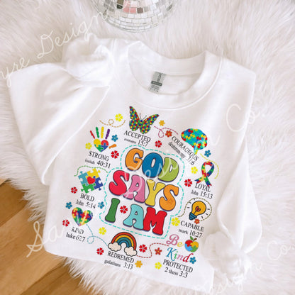 Autism God Says I Am Onesie/Shirt/Long Sleeve/Crewneck/Hoodie