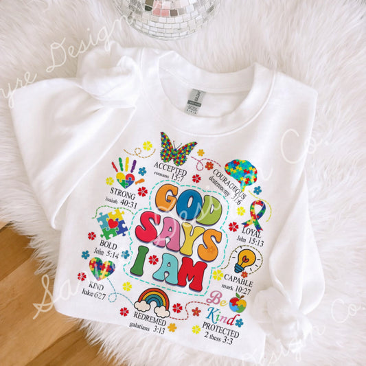 Autism God Says I Am Onesie/Shirt/Long Sleeve/Crewneck/Hoodie
